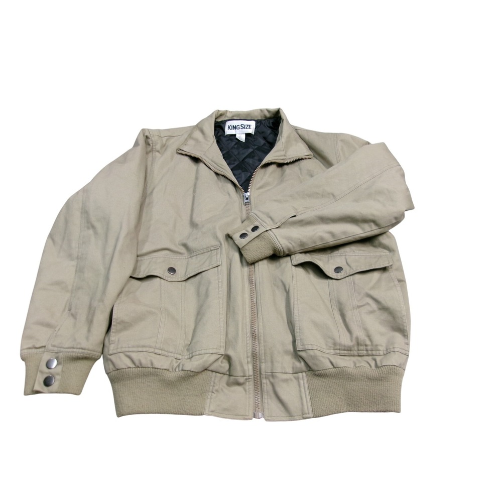 King Size Men's Khaki Bomber‎ Jacket Quilted Lined Zip Front Pockets